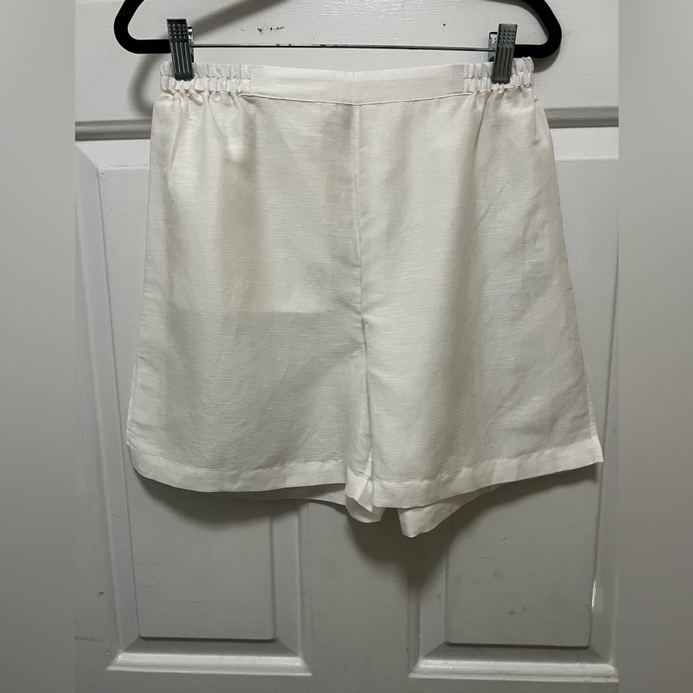 Lunya Good in Bed Woven Linen Blend Women's White Shorts Size S - Picture 1 of 4